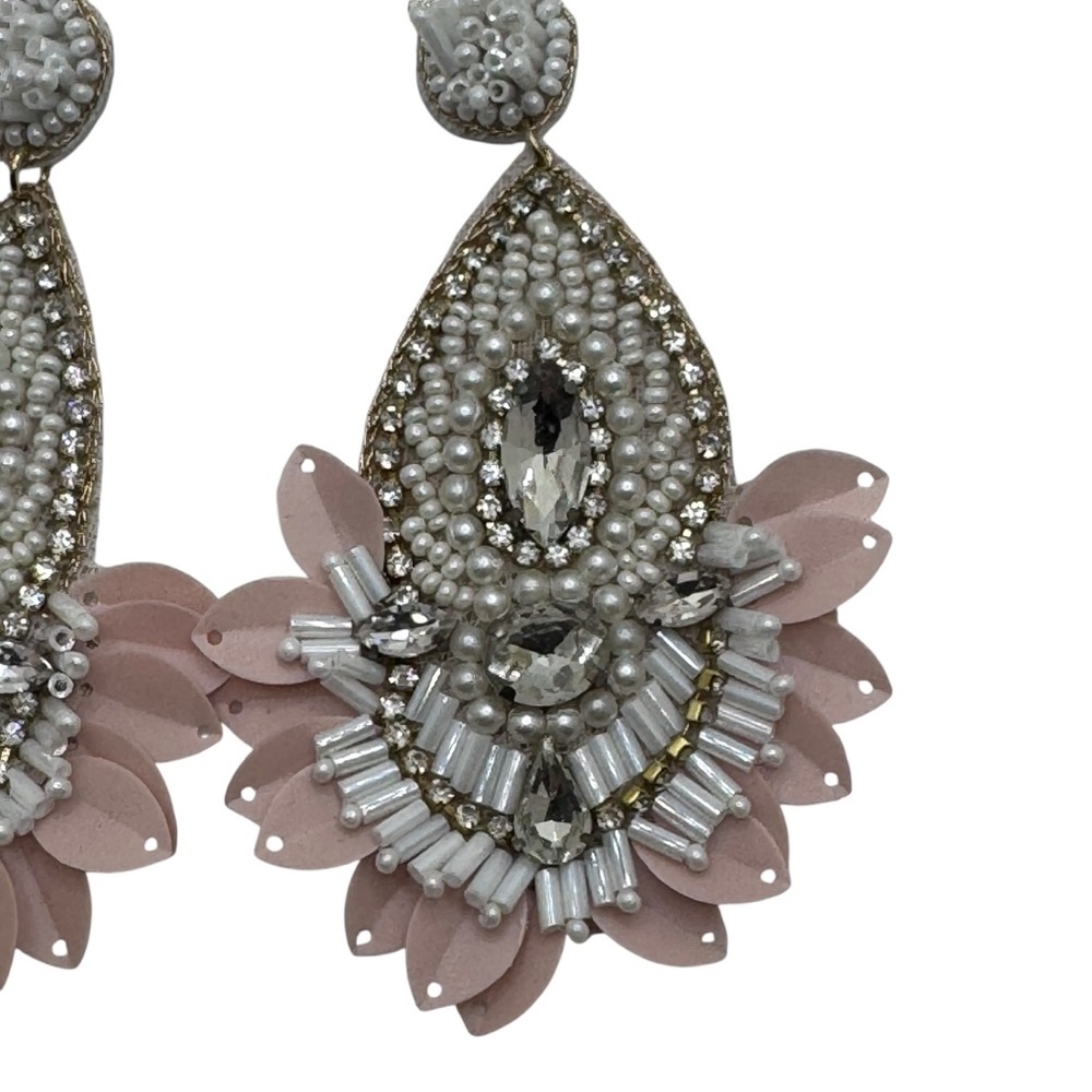 Treasure Jewels - Pink and Silver Beaded Statement Earrings NWT - Picture 3 of 4